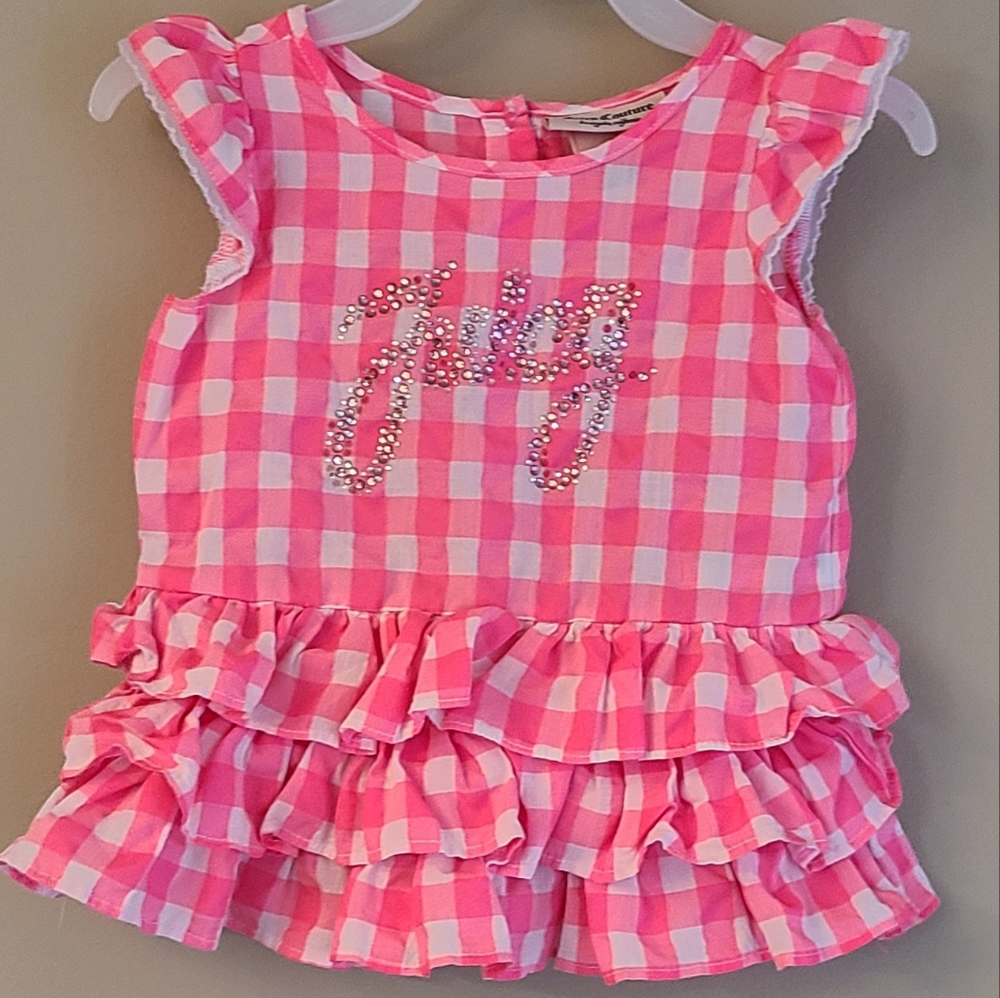 Juicy Couture pink plaid summer blouse